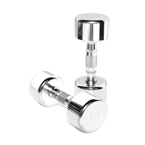 Image of Body Power Ergo Chrome Dumbbells - 8kg (x2)