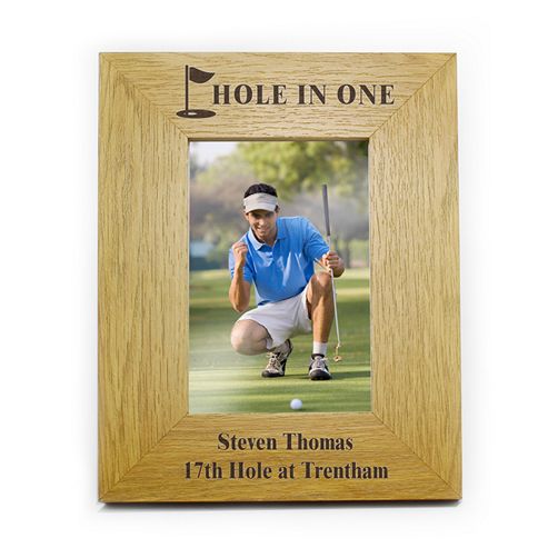 Image of Personalised Oak Finish Golf Photo Frame 6x4