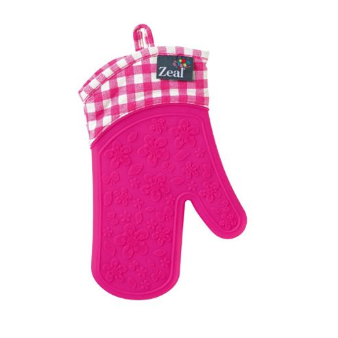 Image of Gingham Single Oven Glove Pink