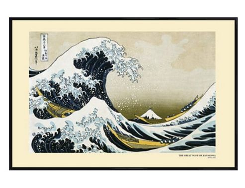 Image of Katsushika Hokusai Gloss Black Framed The Great Wave Of Kanagawa Poster