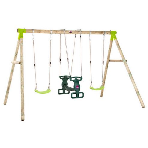 Image of Plum Vervet Wooden Pole Swing Set