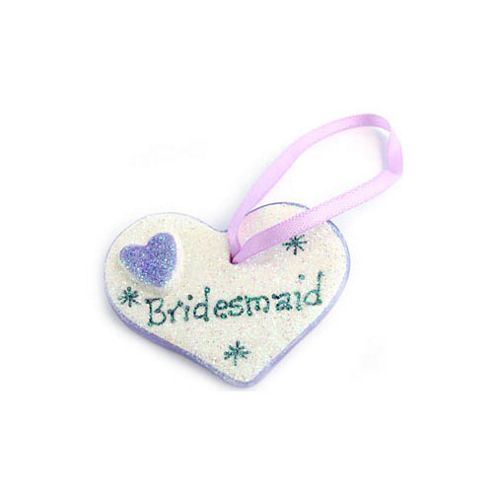 Image of Bridesmaid Lilac Sparkle Heart Weding Keepsake