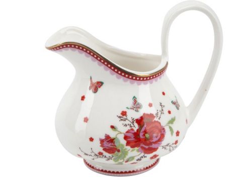 Image of Room 7 Winter Poppy 0.2l Porcelain Milk Jug In Butterflies And Flowers