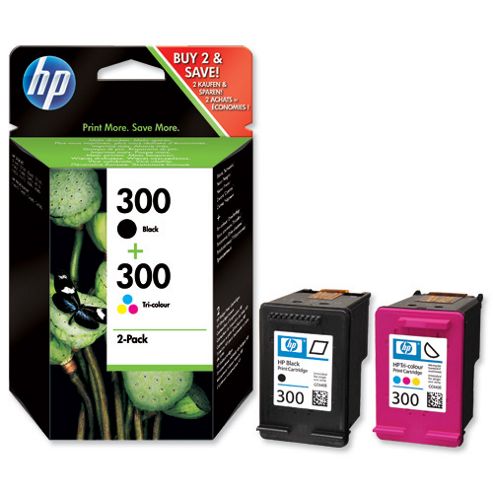 Image of Hp 300 Ink Cartridge Combo Pack Containing 1 X Hp No.300 Black Ink Cartridge + 1 X Hp No.300 Tri-colour Ink Cartridge