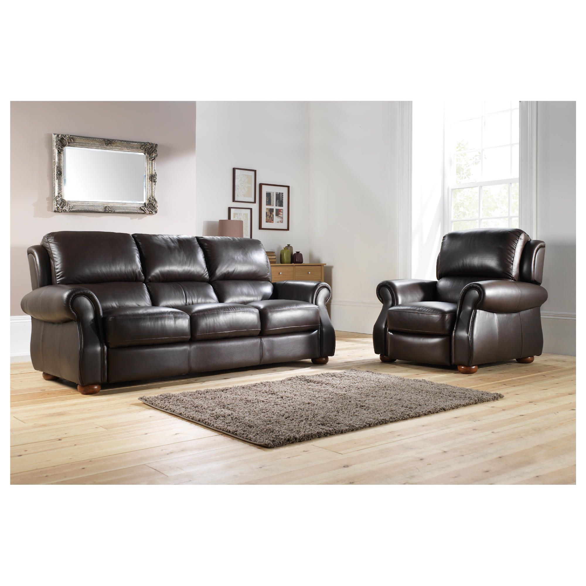 Paloma Leather Large Sofa Chocolate at Tesco Direct
