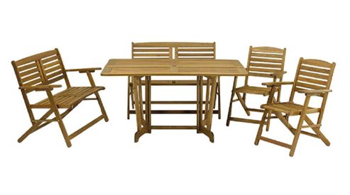 Image of Henley 150x100cm Rectangular Gateleg Table & 2 Atlantic Folding Armchairs & 2 Atlantic Folding Bench