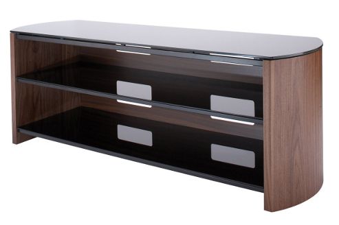 Image of Walnut Real Wood Veneer Tv Stand For Screens Up To 50 Inch