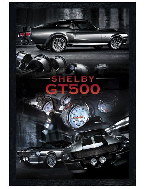 Image of Gt500 Black Wooden Framed Ford Shelby Poster