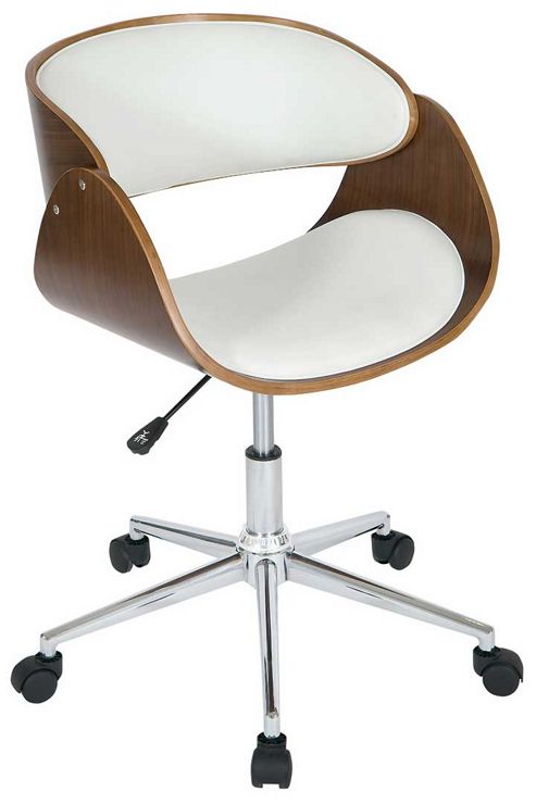 Image of Walnut And White Height Adjustable Computer Chair