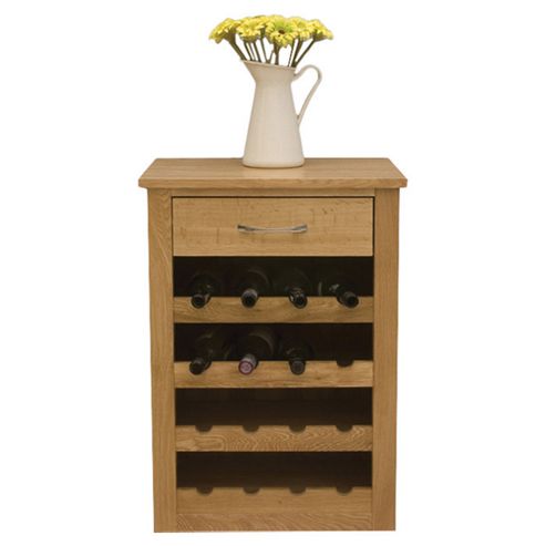 Image of Baumhaus Mobel Oak Wine Rack Lamp Table