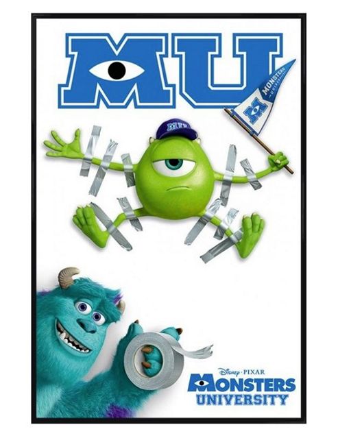 Image of Gloss Black Framed Disney Pixar Monsters University Mike & Sulley Poster
