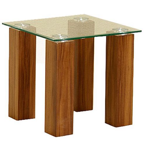 Image of Mirage Clear Glass And Oak Lamp Table