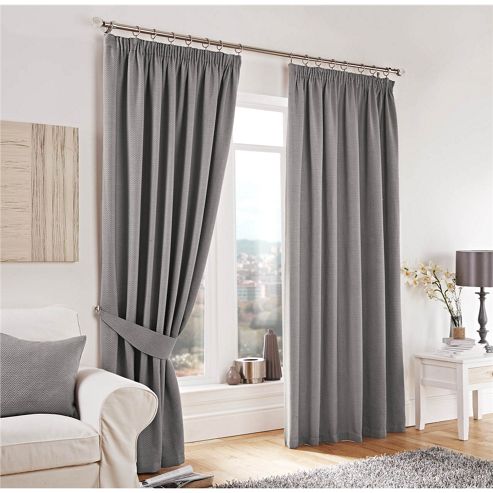 Image of Curtina Lincoln Silver 90x54 Inches (228x137cm) 3 Pencil Pleat Curtains