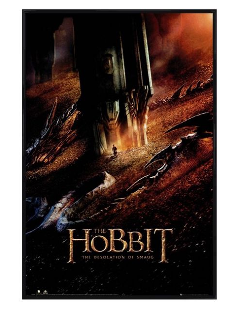 Image of Gloss Black Framed The Hobbit Desolation Of Smaug Dragon Poster