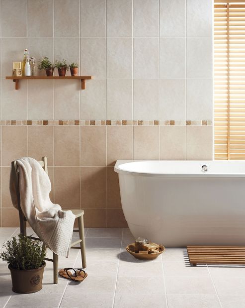 Image of Buxton Dark Beige Ceramic Wall Tile 248x398mm Box Of 10 (0.99 M-- / Box)