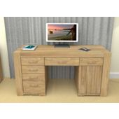 Baumhaus CMR06B Atlas Solid Oak Twin Pedestal Computer Desk