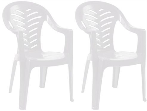Image of Resol Palma Garden Chair - White - Patio Outdoor Plastic Furniture (pack Of 2)