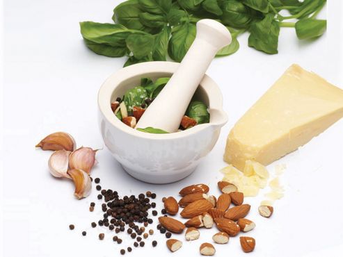 Image of Kitchen Craft Hand Made Ceramic Mortar + Pestle 118mm