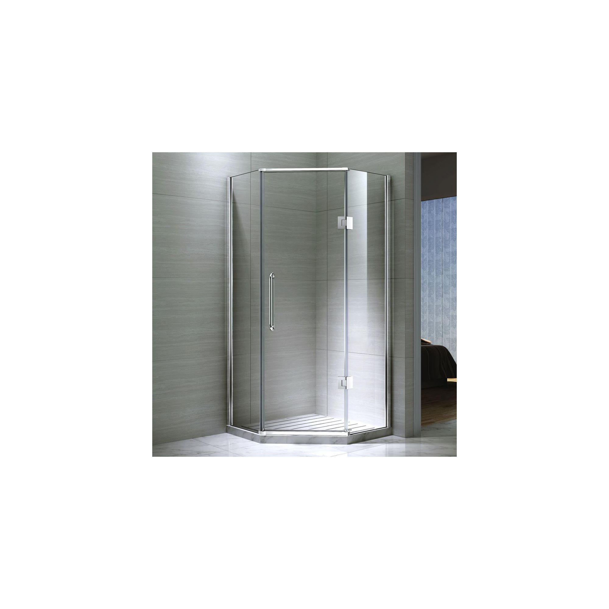 Desire Ten Hinged Pentagonal Shower Door with Side Panels, 900mm x 900mm, Semi-Frameless, 10mm Glass at Tesco Direct