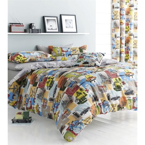 Image of Catherine Lansfield Home Designer Collection Multi Coloured Retro Vintage Curtains