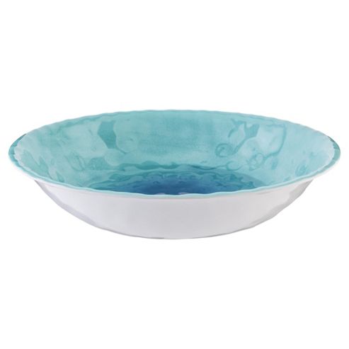 Image of Organic Glaze Wash Salad Bowl, Turquoise & White