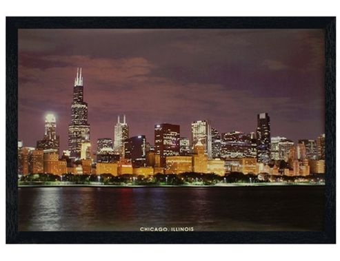 Image of Black Wooden Framed Chicago Skyline Poster