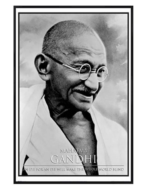 Image of Mahatma Gandhi Gloss Black Framed An Eye For An Eye Poster