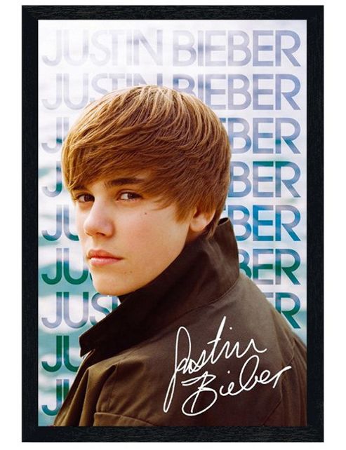 Image of Justin Bieber Black Wooden Framed Sideways Glance Poster