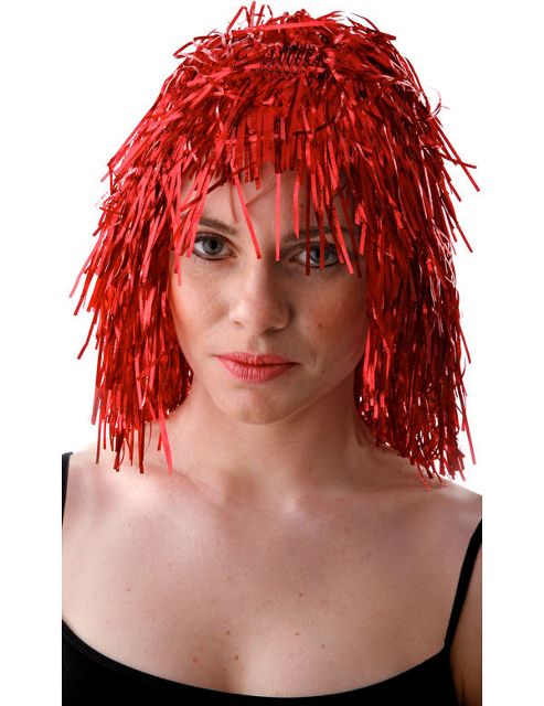 Image of Red Tinsel Wig
