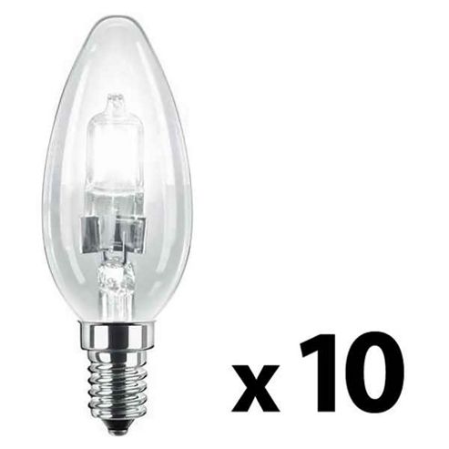 Image of Pack Of Ten Minisun Ses E14 Energy Reducing 28w Clear Candle Bulbs Warm White