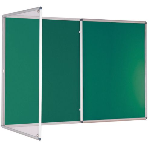 Image of Metroplan Tamperproof Felt Lockable Noticeboard - Blue - 90 Cm H X 60 Cm W