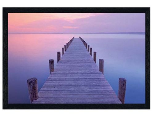 Image of Black Wooden Framed Jetty At Sunset Poster