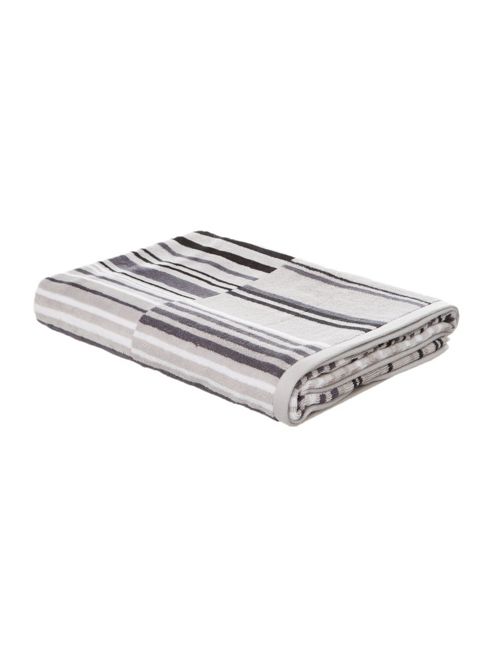 Image of Linea Monochrome Velour Stripe Bath Sheet In Grey