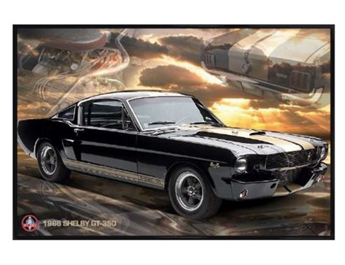 Image of Mustang 66 Gt 350 Gloss Black Framed Ford Shelby Poster