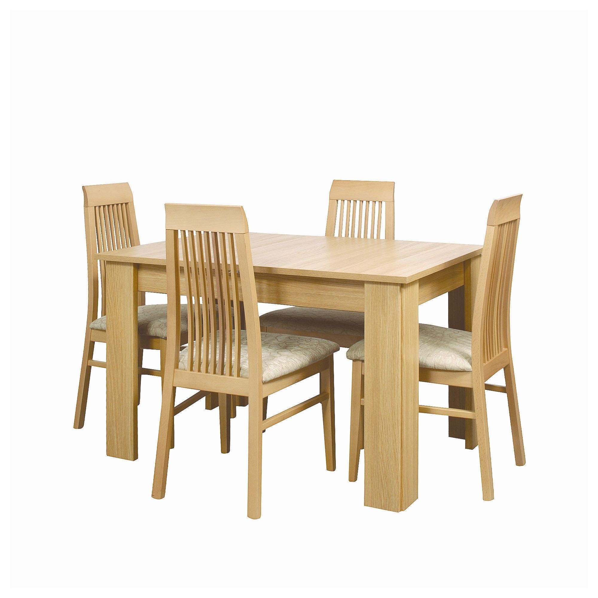 Caxton Huxley Dining Table Set with 4 Slatted Back Chairs in Light Oak at Tesco Direct