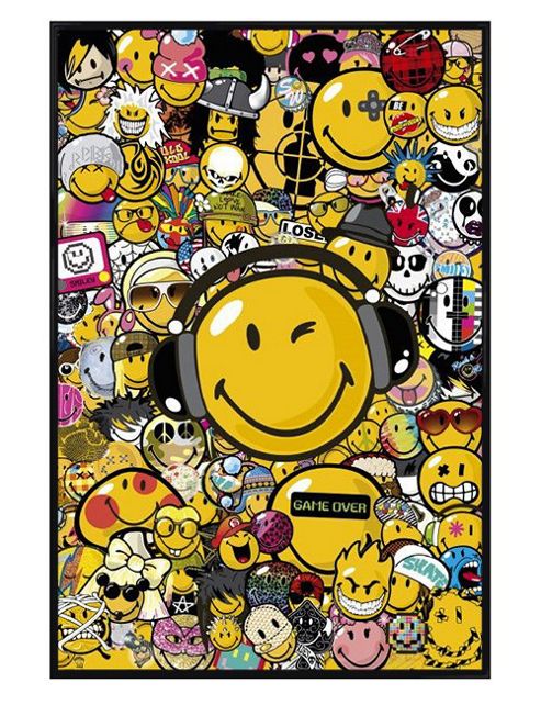 Image of Smiley Gloss Black Framed Tribal Styles Poster