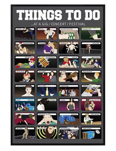 Image of At A Concert/gig/festival Gloss Black Framed Thirty Two Things To Do Poster