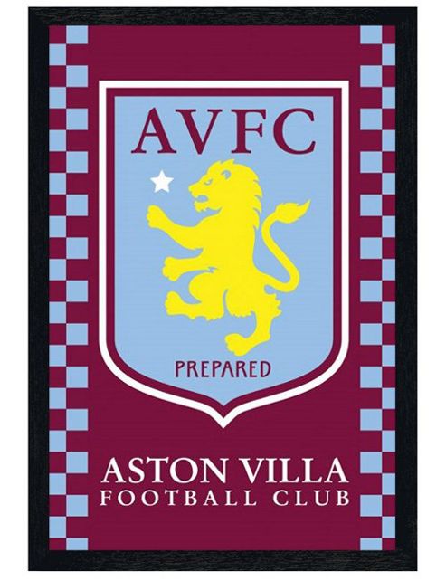 Image of Aston Villa Football Club Black Wooden Framed Crest Avfc Poster