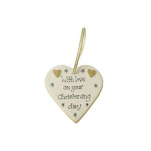 Image of Christening Day Gold Sparkle Heart Keepsake