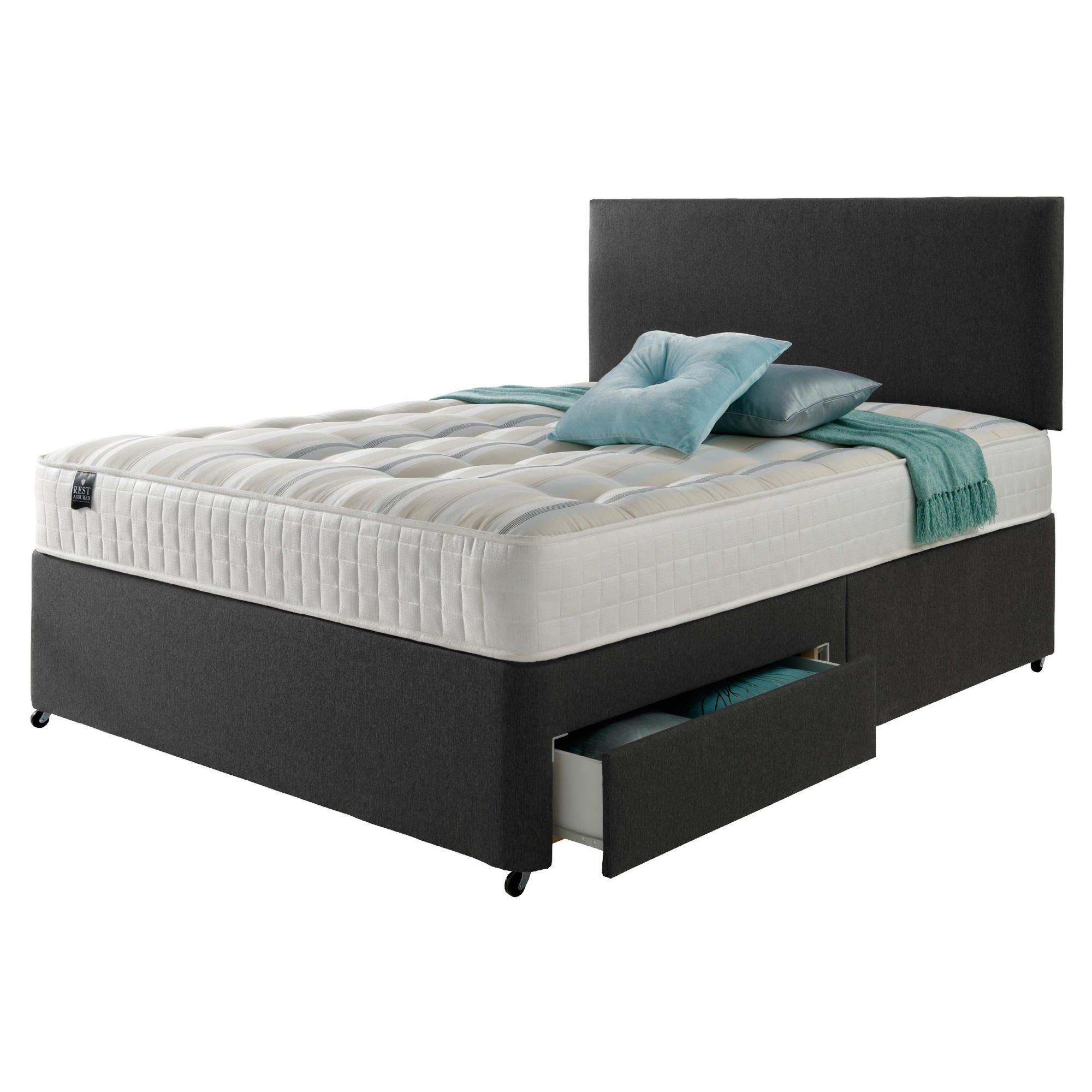 Rest Assured Ortho 2 Drawer King Size Divan and Headboard Charcoal at Tescos Direct