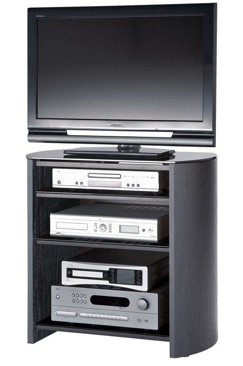 Image of Black Oak Veneer Tv Stand For Screens Up To 37 Inch
