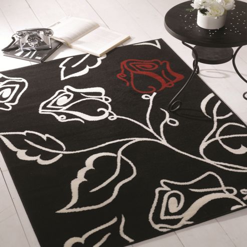 Image of Element Solo Black/red/cream 160x220 Cm Rug