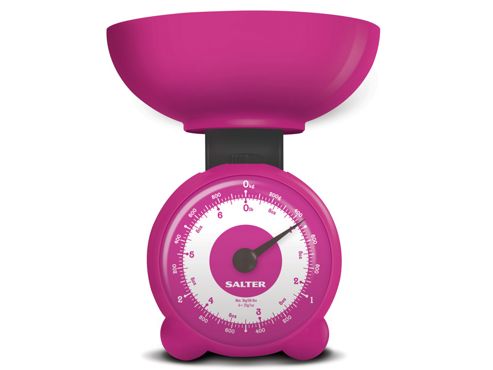 Image of Salter 139pkdr Kitchen Scale Clock Face Orb Fuschia