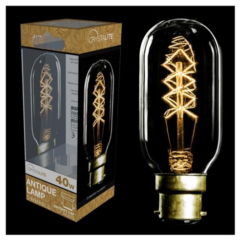 Image of 40w - Crystalite - Antique - T45 Tubular - Bc - Clear - Spiral Filament - 1 Pk Acetate Box