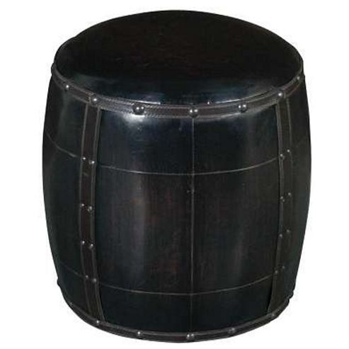 Image of Faux Leather Pouffe / Stool - Black