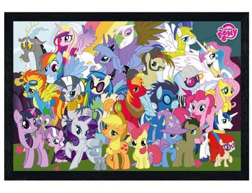 Image of Black Wooden Framed My Little Pony Friendship Is Magic Character Compilation Poster