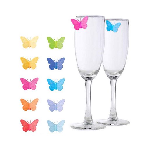 Image of Pack Of 10 - Butterfly Wine Glass Silicone Markers