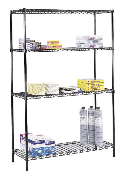 Image of Safco Wire Commercial Shelving Starter Unit In Black