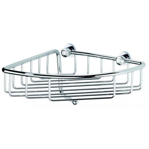 Image of Sanwood Provence Corner Basket In Chrome With Hook