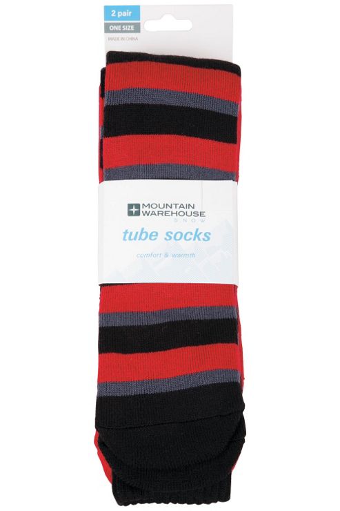 Image of Patterned Ski Tube Socks - Two Pack - Red
